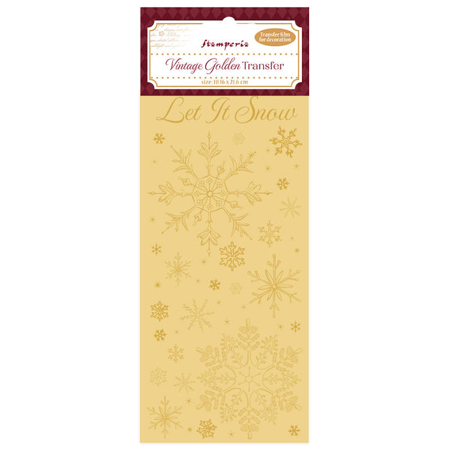 Vintage Golden Transfer cm 10,16x21,6 - Let it snow