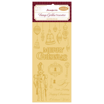 Vintage Golden Transfer cm 10,16x21,6 - Merry Christmas