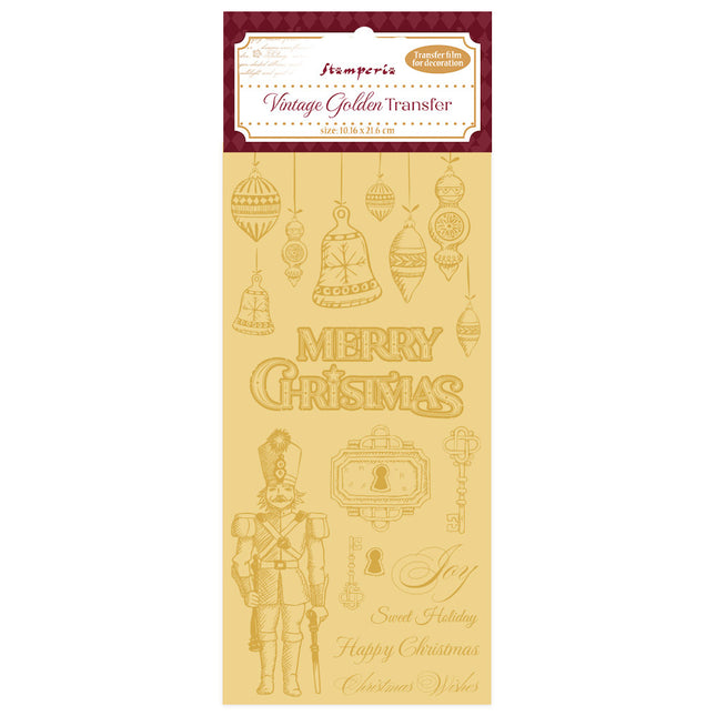 Vintage Golden Transfer cm 10,16x21,6 - Merry Christmas