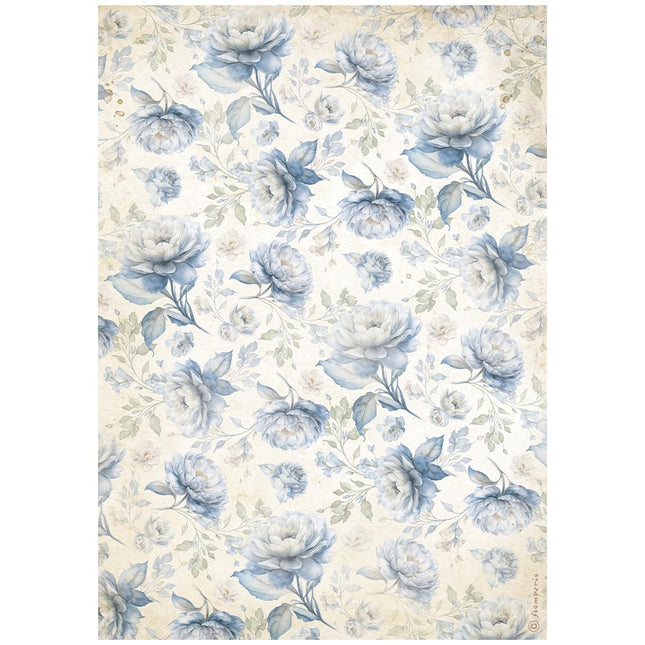 A4 Rice paper packed - Timeless blue flowers pattern