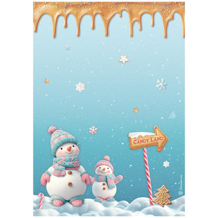 A4 Rice paper packed - Candy Christmas snowmen