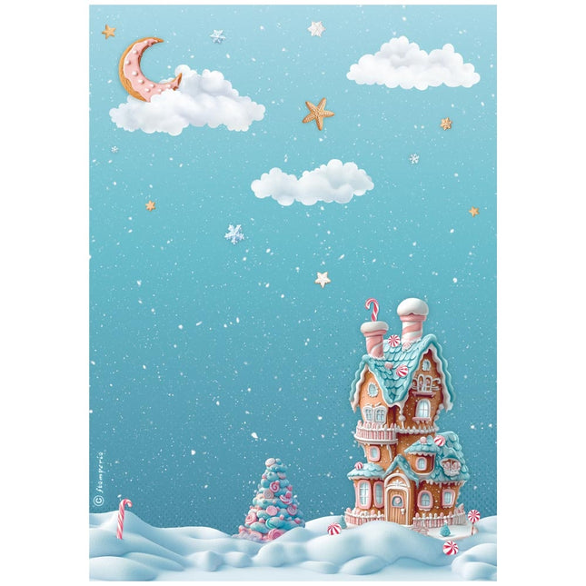 A4 Rice paper packed - Candy Christmas marzipan house
