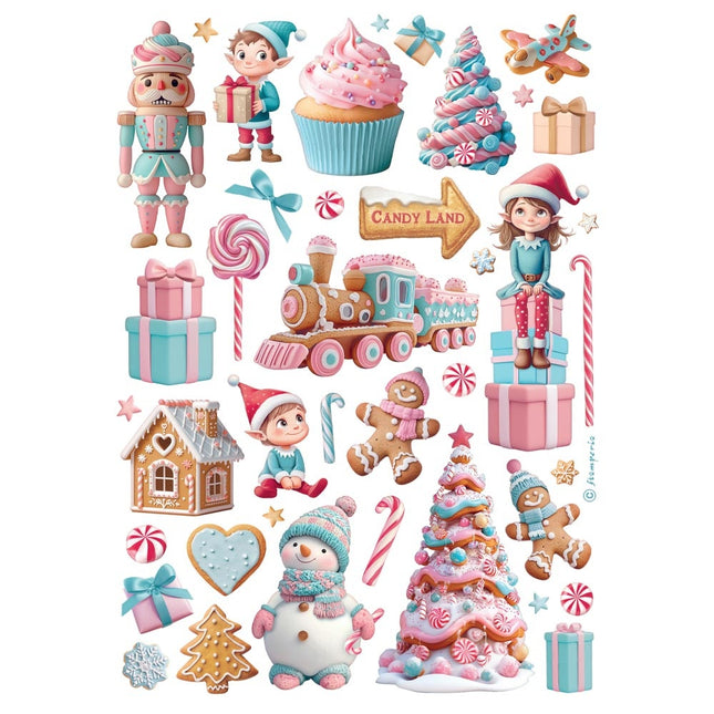 A4 Rice paper packed - Candy Christmas elements