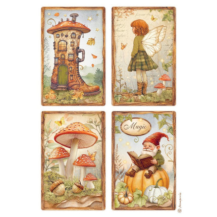 A4 Rice paper packed - Whispering woods 4 cards