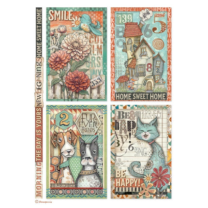 A4 Rice paper packed - Furry Friends 4 cards