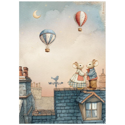 A4 Rice paper packed - Family mice on the roof