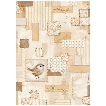 A4 Rice paper packed - Baby patchwork bird