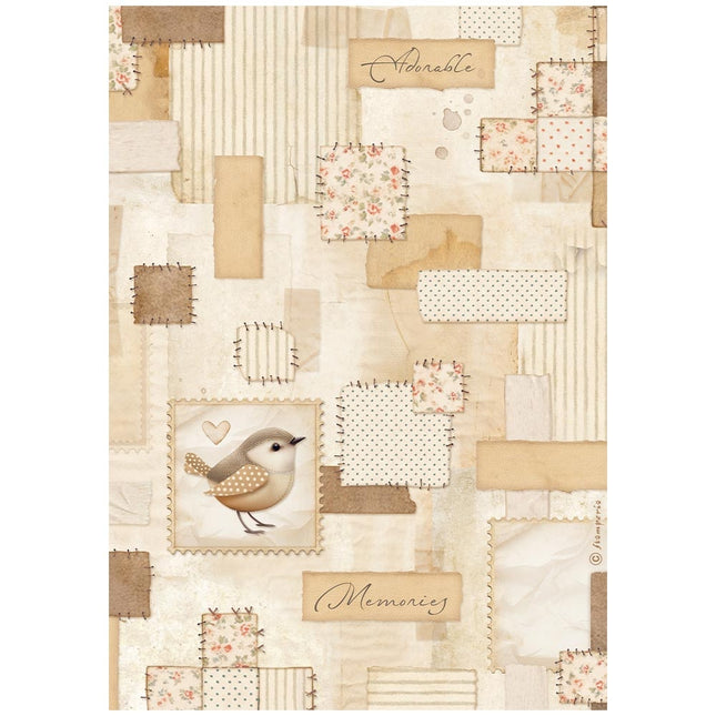 A4 Rice paper packed - Baby patchwork bird