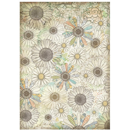 A4 Rice paper packed - Daisy Art stylized daisy pattern