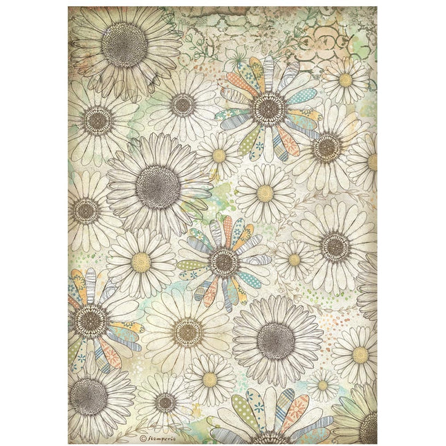 A4 Rice paper packed - Daisy Art stylized daisy pattern