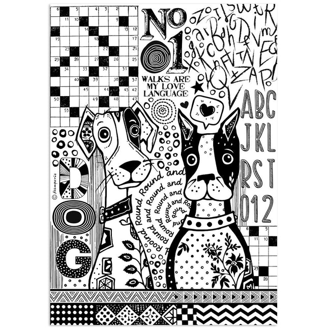 A4 Rice paper packed - Furry Friends dogs one color print