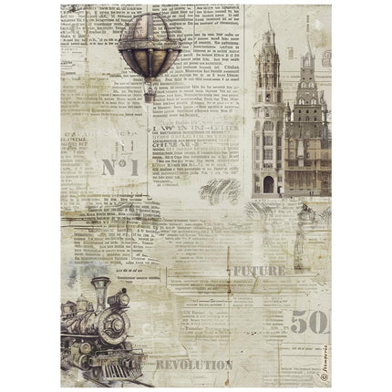 A4 Rice paper packed - Voyages Fantastiques sepia background