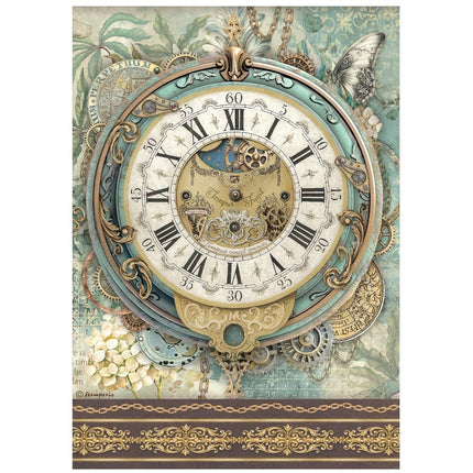 Printed A4 Rice paper for Art and Craft - Gardens of Time big clock