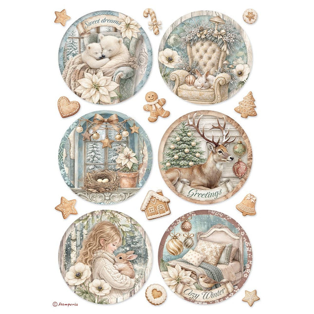 Printed A4 Rice paper for Art and Craft - White Christmas 6 rounds