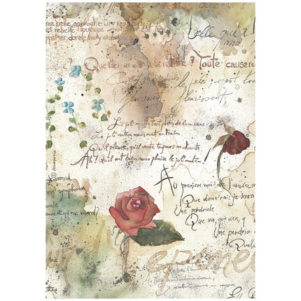 Printed A4 Rice paper for Art and Craft - Flowers and Poems pattern