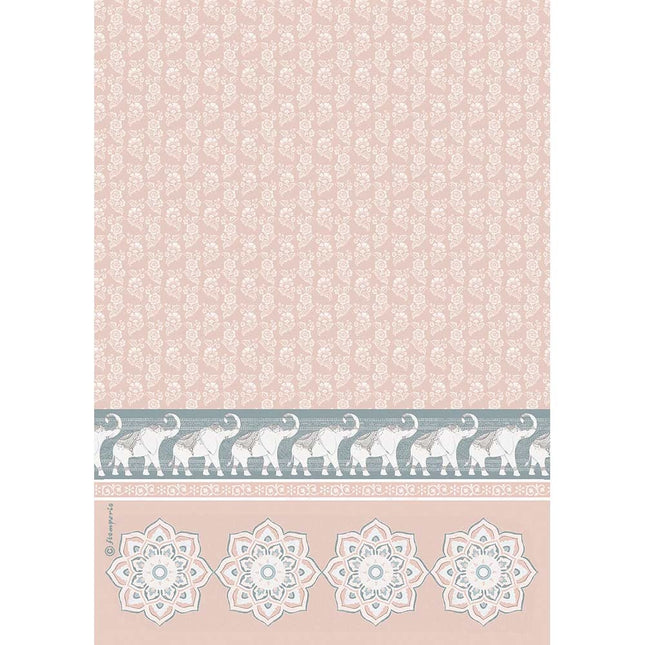A4 Rice paper packed Elephants pink background
