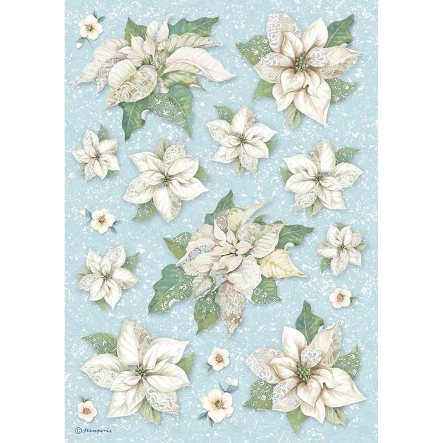 A4 Rice paper packed Poinsettia texture
