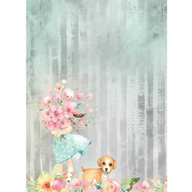 A4 Rice paper packed - Circle of Love bouquet and dog