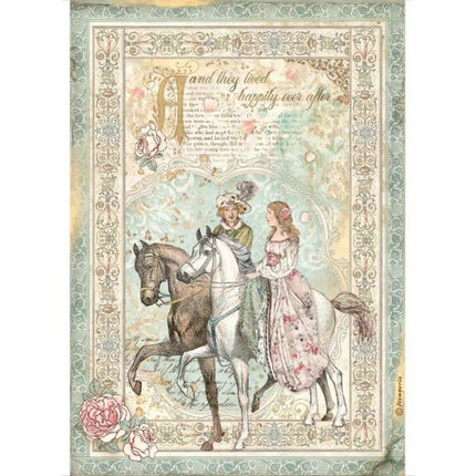 A4 Rice paper packed - Sleeping Beauty prince on horse