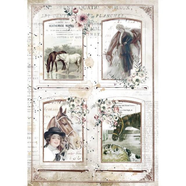 A4 Rice paper packed Romantic Horses 4 frames