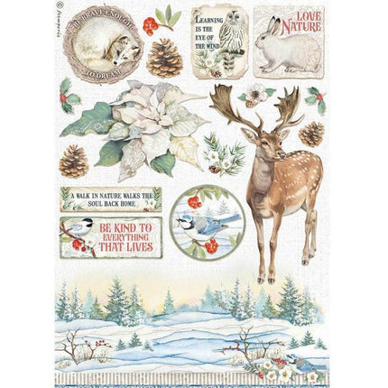 A4 Rice paper packed - Winter Tales poinsettia