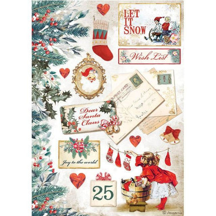 A4 Rice paper packed - Romantic Christmas Let it snow cards