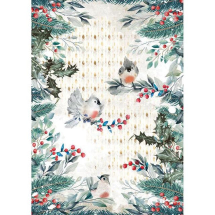 A4 Rice paper packed - Romantic Christmas birds