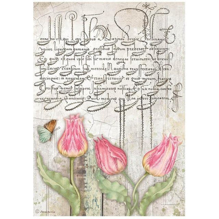 A4 Rice paper packed - Romantic Garden House tulips