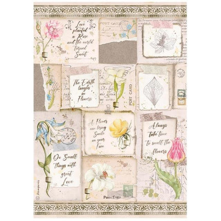 A4 Rice paper packed - Romantic Garden House letters and flowers