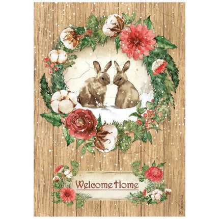 A4 Rice paper packed - Romantic Home for the holidays welcome home bunnies