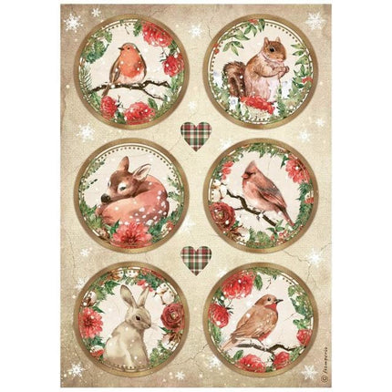 A4 Rice paper packed - Romantic Home for the holidays rounds