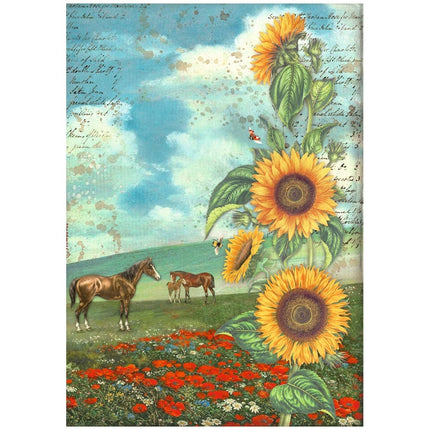 A4 Rice paper packed - Sunflower Art and horses