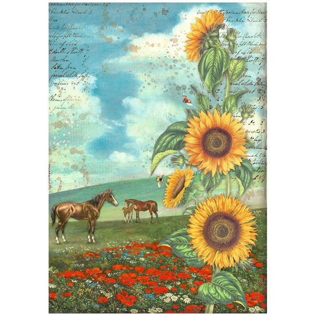 A4 Rice paper packed - Sunflower Art and horses