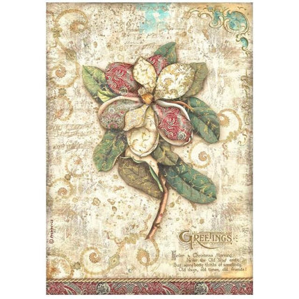 A4 Rice paper packed - Christmas Greetings flower