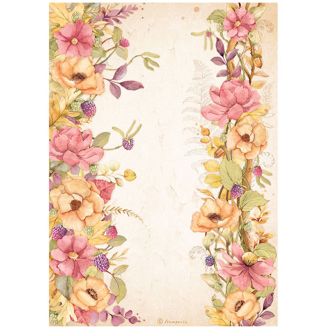 A4 Rice paper packed - Woodland floral borders