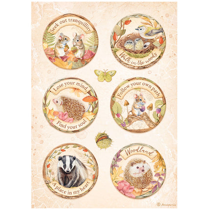 A4 Rice paper packed - Woodland rounds