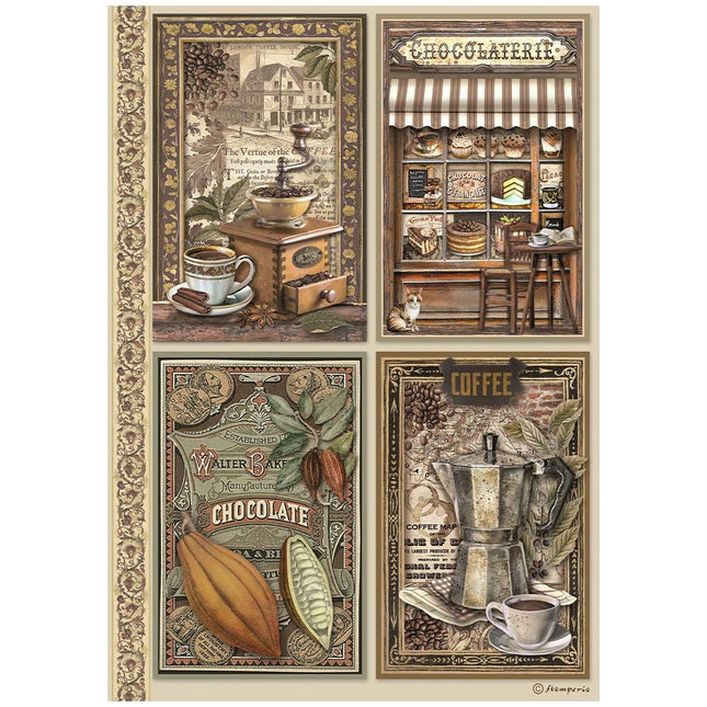 A4 Rice paper packed - Coffee and Chocolate 4 cards