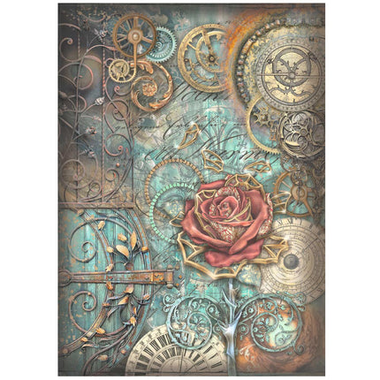 A4 Rice paper packed - Sir Vagabond in Fantasy World mechanical rose