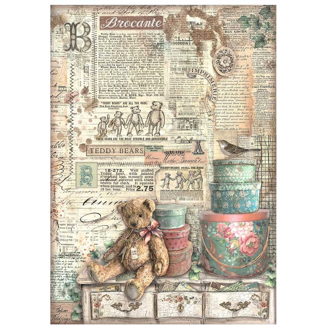 A4 Rice paper packed - Brocante Antiques teddy bears