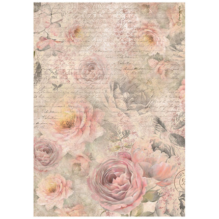 A4 Rice paper packed - Shabby Rose roses pattern