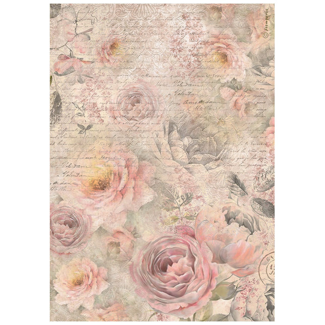 A4 Rice paper packed - Shabby Rose roses pattern