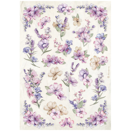 A4 Rice paper packed - Lavender flower pattern