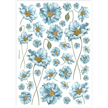 A4 Rice paper packed - blue flowers