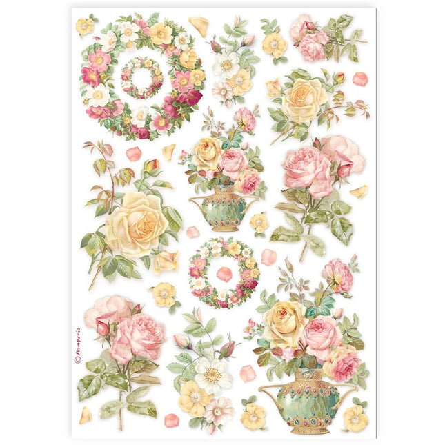 A4 Rice paper packed - garlands and roses