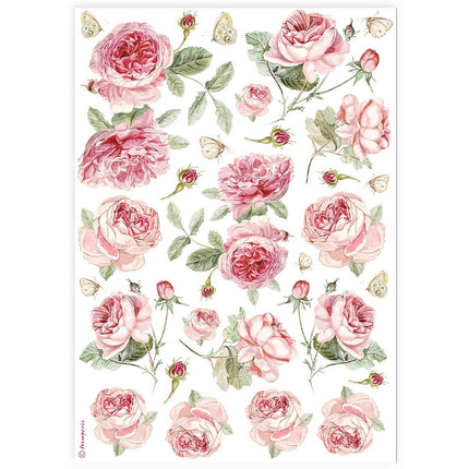 A4 Rice paper packed - English roses pattern
