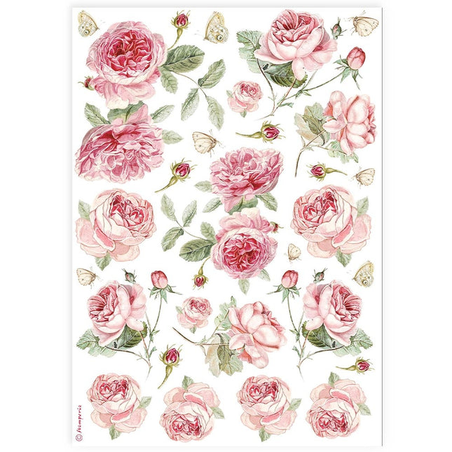 A4 Rice paper packed - English roses pattern