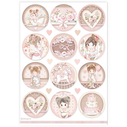 A4 Rice paper packed - baby girl rounds