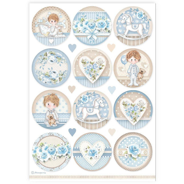 A4 Rice paper packed - baby boy rounds