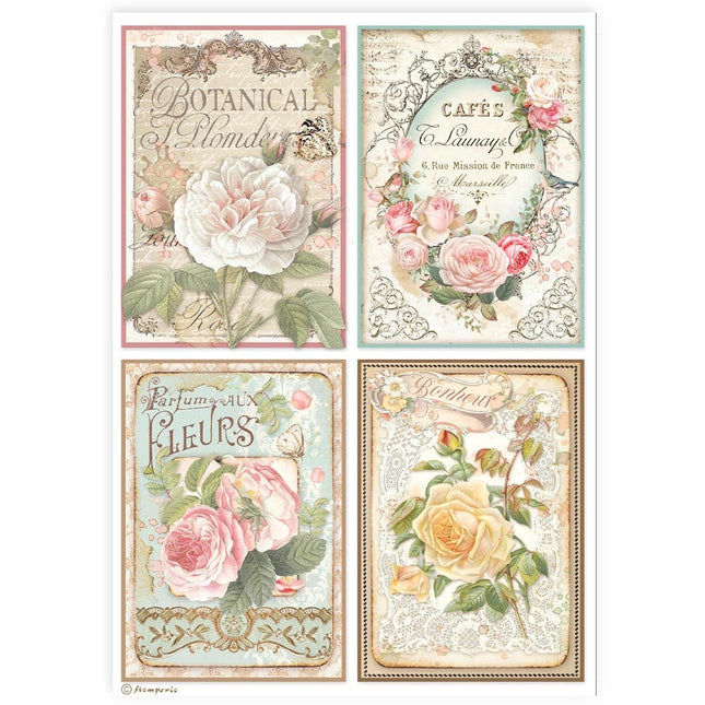 A4 Rice paper packed - 4 cards roses