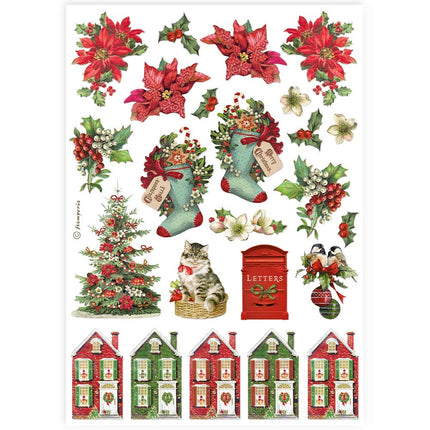 A4 Rice paper packed - Classic Christmas socks and hourses